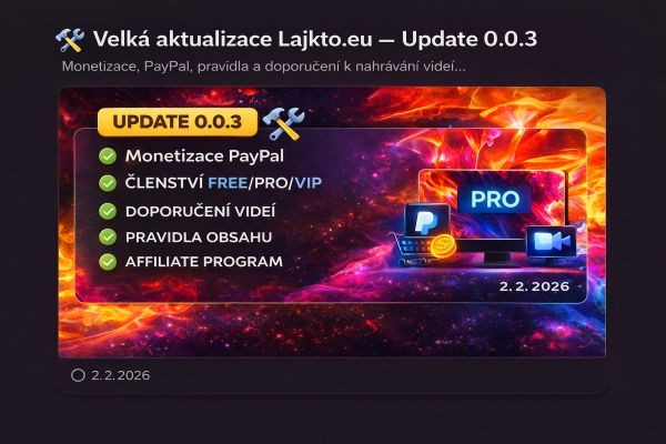 LajkTo - Důležité - Update 0.0.3